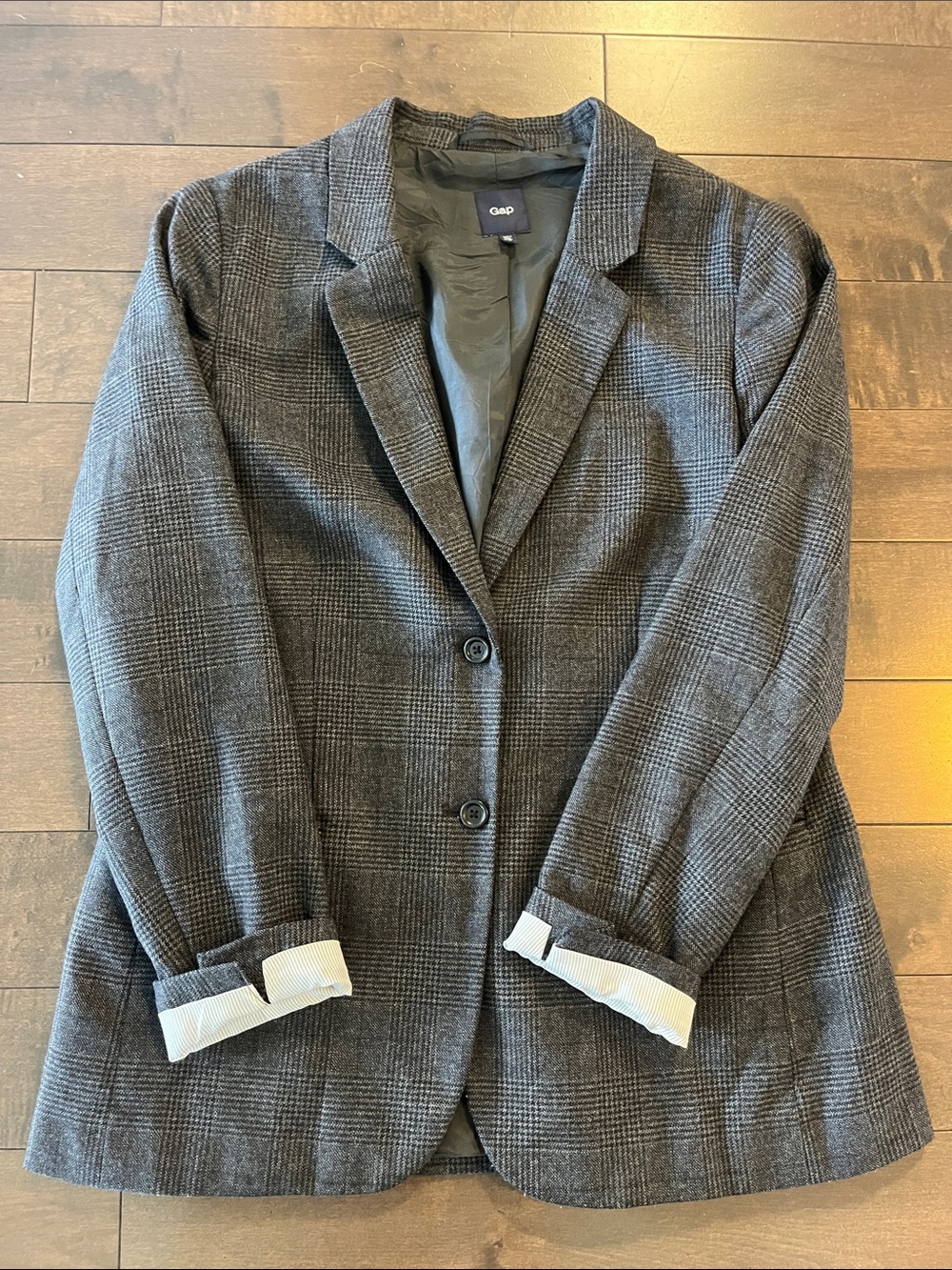 GAP Gray Plaid Wool Blend Blazer 10
